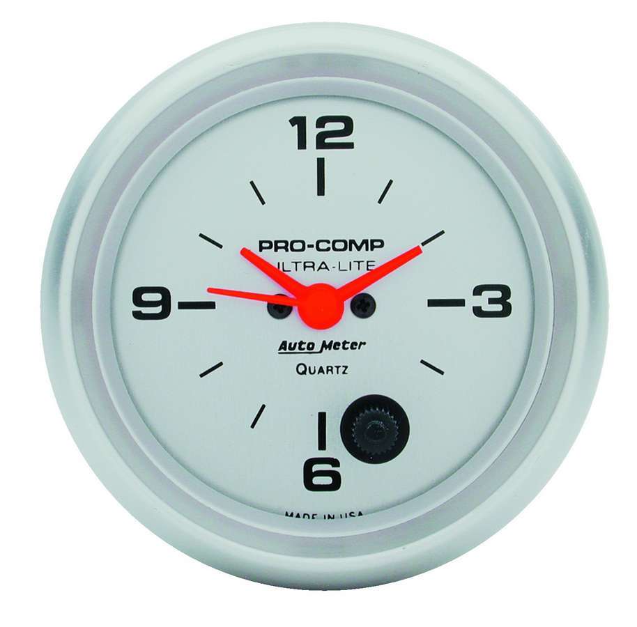 Autometer 4485 2-5/8 Inch Ultra-Lite Electric Analog Clock with Silver Face
