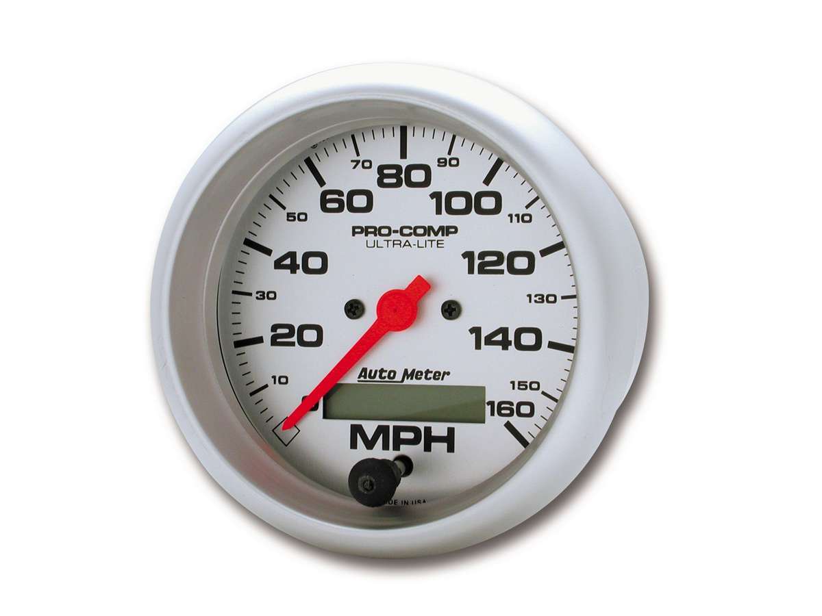 Autometer 4488 Ultra-Lite 3-3/8 Inch Electric Speedometer with Silver Face, 160 MPH, Programmable Analog Gauge