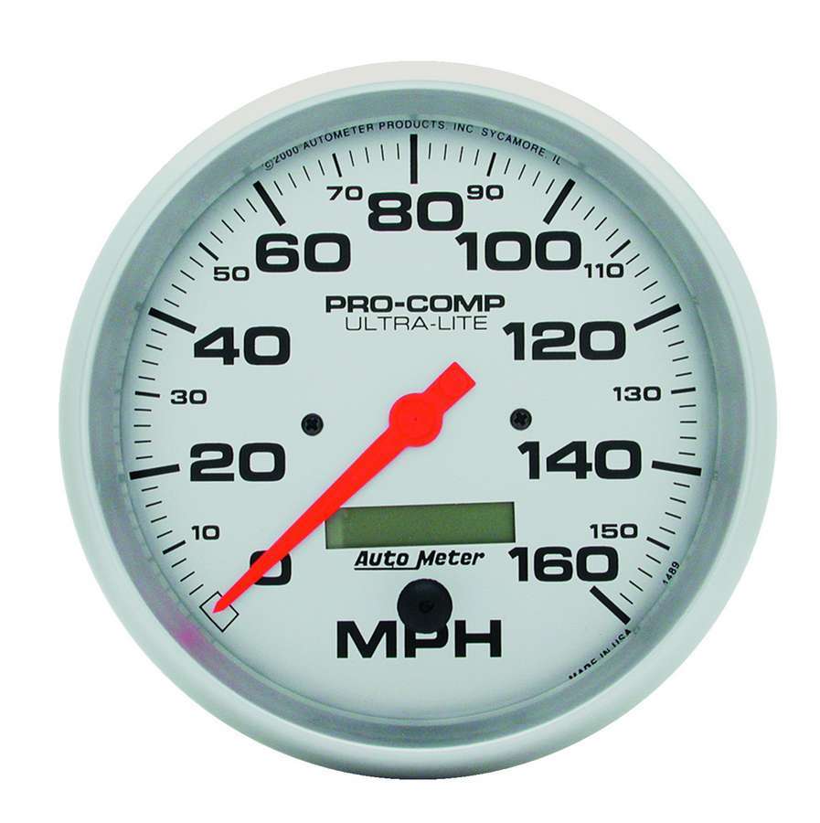 Autometer 4489 5-Inch Ultra-Lite Electric Speedometer, 160 MPH, Analog, Silver Face