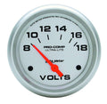 Autometer 4491 Ultra-Lite Analog Volt Meter, 8-18V, 2-5/8 Inch Silver Face
