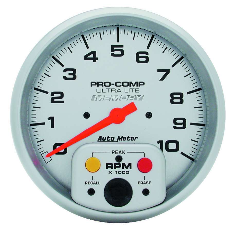 Autometer 4494 Ultra-Lite 10,000 RPM Electric Analog Tachometer with 5 Inch Silver Face