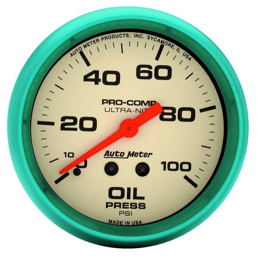 Autometer 4521 Ultra-Nite Oil Pressure Gauge 0-100 psi Mechanical Analog