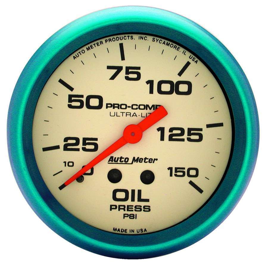 Autometer 4523 Ultra-Nite 2-5/8 Inch Oil Pressure Gauge 0-150 psi Mechanical Analog