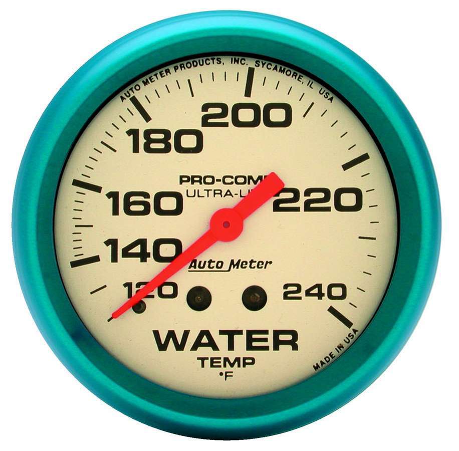 Autometer 4532 Water Temperature Gauge 120-240°F Mechanical Analog Full Sweep White Face