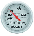 Autometer 4603 Ultra-Lite Analog Boost and Vacuum Gauge, 30 in Hg to 30 psi, 2-5/8 Inch Diameter, Liquid-Filled Silver Face