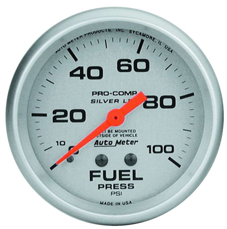 Autometer 4612 Ultra-Lite 0-100 PSI Fuel Pressure Gauge, Mechanical, Analog, 2-5/8 Inch Diameter, Silver Face