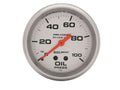 Autometer U/L 4621 Silver Liquid-Filled Oil Pressure Gauge, 0-100 PSI, Mechanical, 2-5/8 Inch Diameter