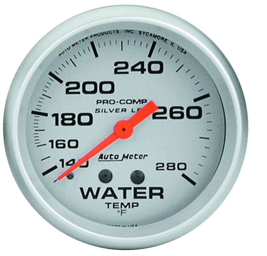 Autometer Pro Comp 4631 Water Temperature Gauge 140-280°F Silver Dial Mechanical Analog