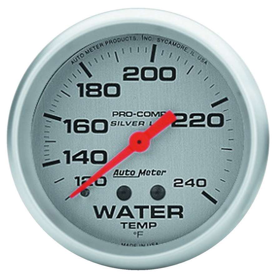 Autometer Pro Comp 4632 Water Temperature Gauge 2-5/8 Inch Silver Liquid-Filled Mechanical