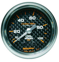 Autometer Carbon Fiber 2-1/16 Inch Oil Pressure Gauge 0-100 PSI
