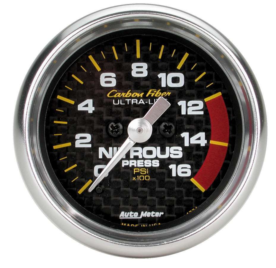 Autometer 4774 Carbon Fiber Look Nitrous Pressure Gauge 0-1600 psi