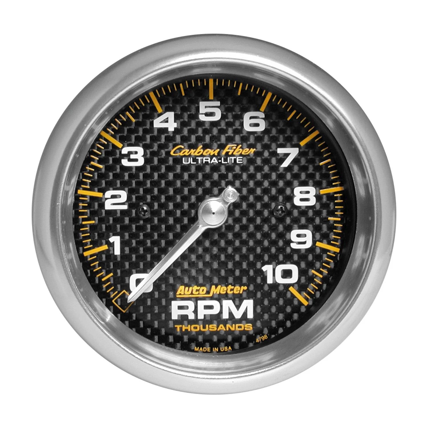 Autometer C/F 4798 Carbon Fiber 3-3/8 Inch 10,000 RPM In-Dash Tachometer