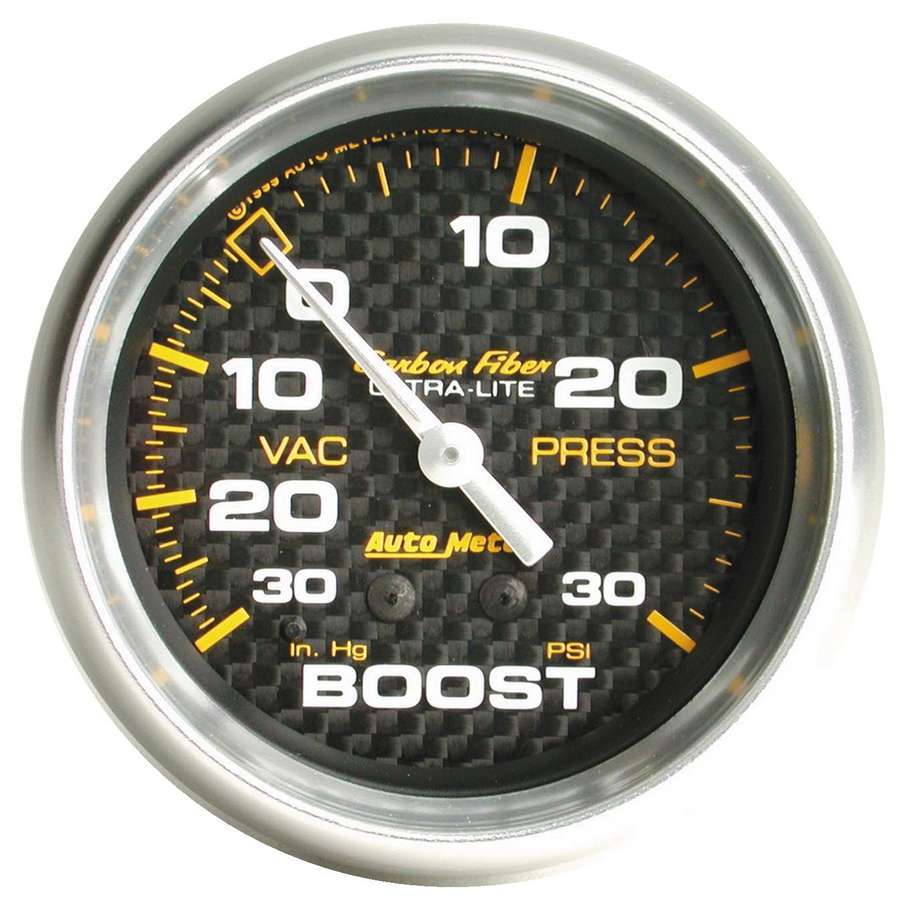 Autometer Carbon Fiber 2-5/8 Inch Boost and Vacuum Gauge with Analog Display