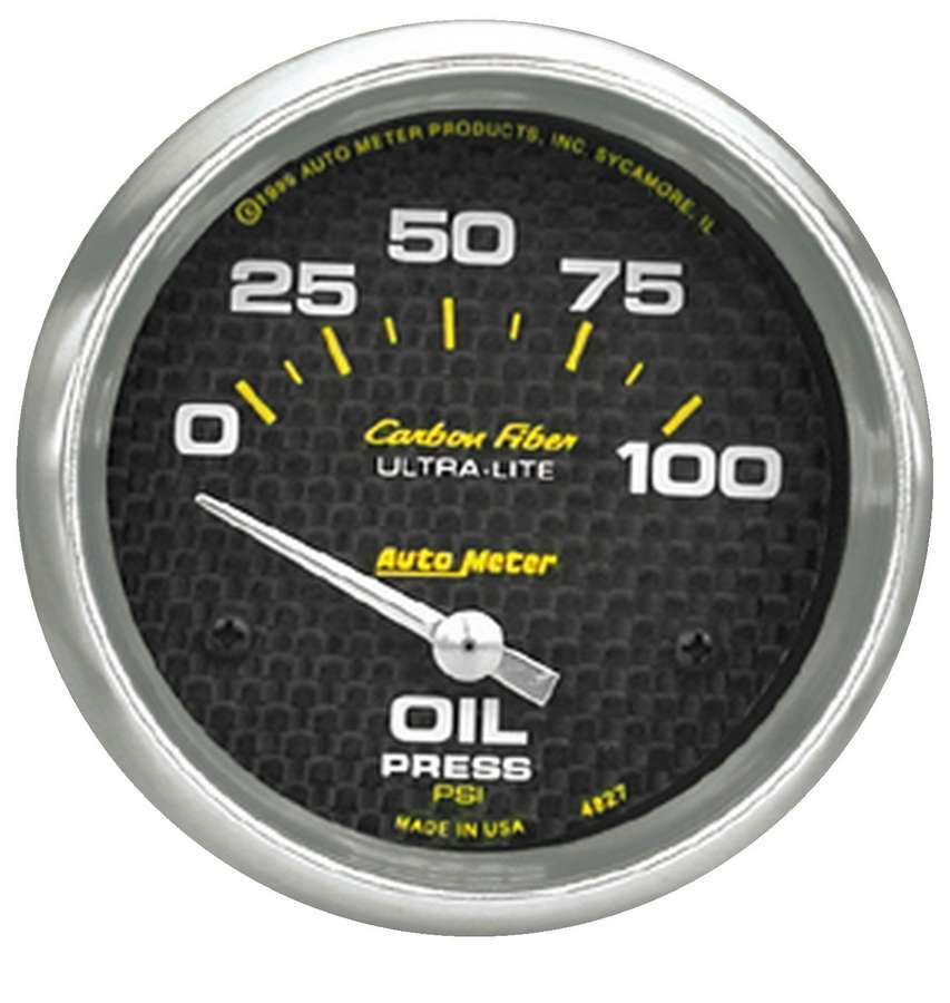 Autometer C/F 2-5/8 Inch Oil Pressure Gauge 0-100 PSI with Carbon Fiber Look Face