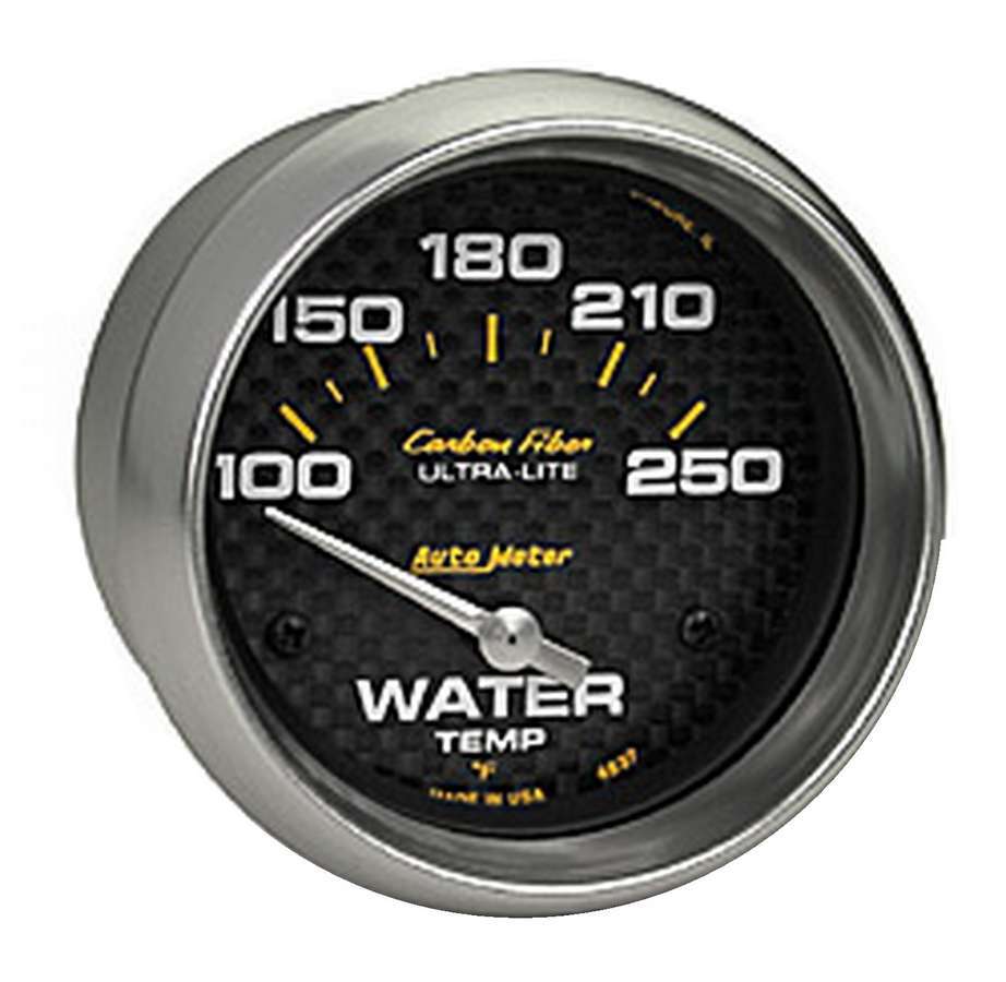 Autometer Carbon Fiber Water Temperature Gauge 2-5/8 Inch, 100-250°F, Analog, Short Sweep