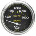 Autometer 4848 Carbon Fiber Oil Temperature Gauge 140-300°F, 2-5/8 Inch Diameter, Analog Short Sweep