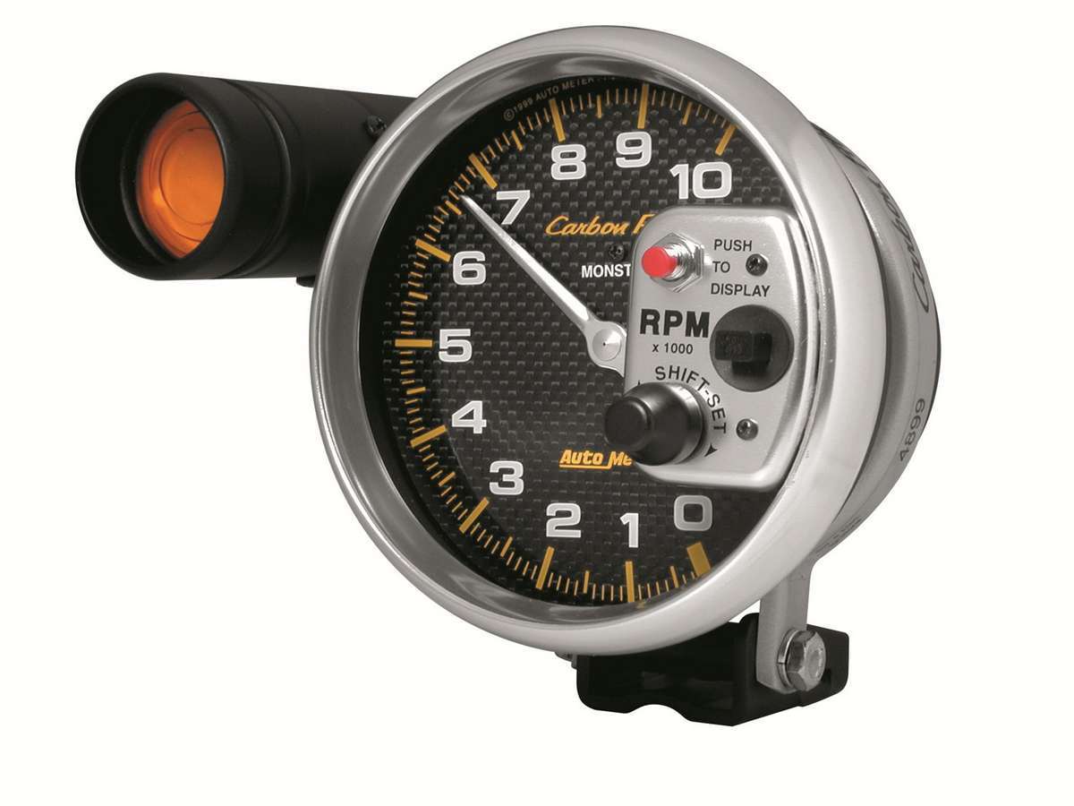 Autometer Carbon Fiber 4899 10,000 RPM Electric Analog Tachometer with Shift Light for Performance Vehicles