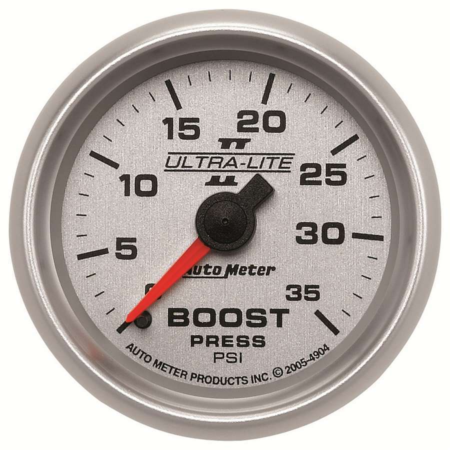Autometer 4904 Ultra-Lite II Boost Gauge 0-35 psi Mechanical Analog 2-1/16 Inch Silver Face