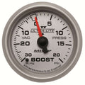 Autometer 4907 Ultra-Lite II Boost and Vacuum Gauge, 2-1/16 Inch Diameter, Analog Mechanical, Silver Face, 30 in Hg to 20 psi