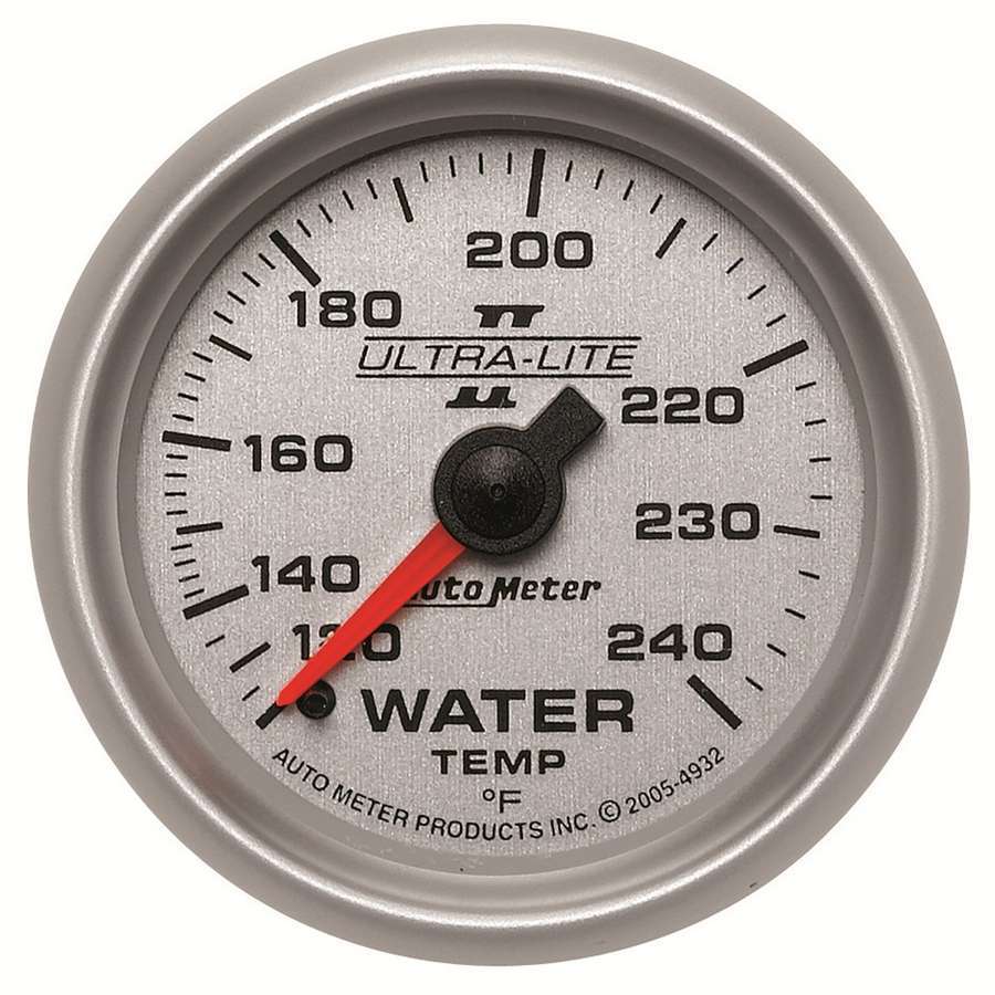 Autometer 4932 Ultra-Lite II Water Temperature Gauge 120-240°F, 2-1/16 Inch Diameter, Mechanical, Analog, Silver Face