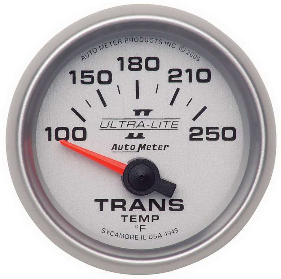 Autometer 4949 Ultra-Lite II Transmission Temperature Gauge 2-1/16 Inch Silver Face 100-250°F