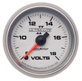Autometer 4991 Ultra-Lite II 8-18 Volt Analog Voltmeter with Full Sweep and Silver Face