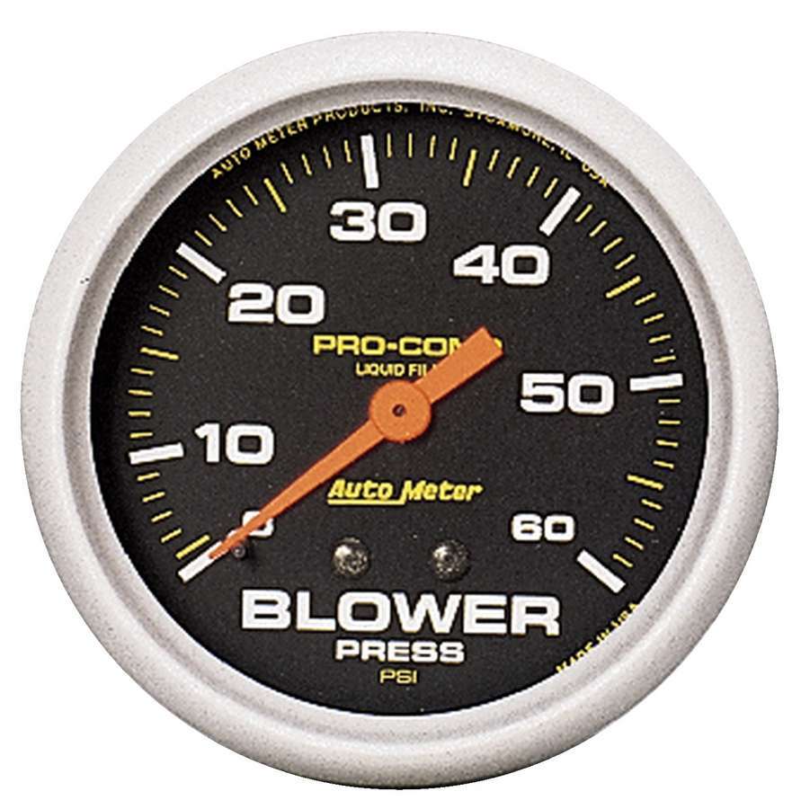 Autometer 5402 Blower Pressure Gauge 0-60 psi Mechanical Analog 2-5/8 Inch Diameter Liquid Filled Black Face