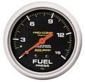 Autometer 5411 Fuel Pressure Gauge, 0-15 psi, Mechanical, Analog, Full Sweep, 2-5/8 Inch Diameter, Liquid Filled, Black Face