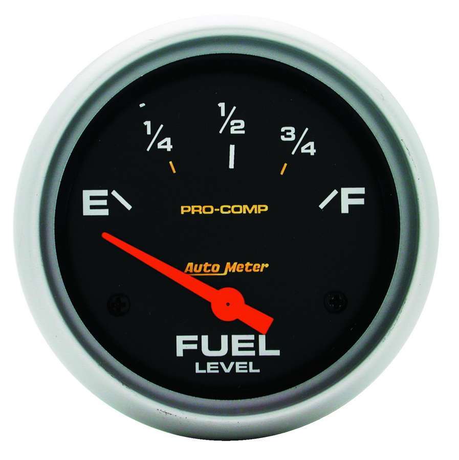 Autometer Fuel Level Gauge 5415, 0-90 Ohm Electric Analog with Short Sweep, 2-5/8 Inch Diameter, Black Face