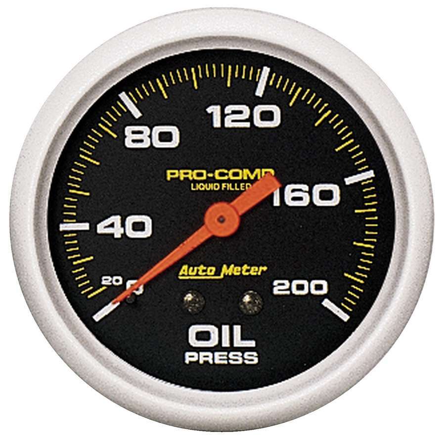 Autometer 5422 Oil Pressure Gauge 0-200 psi Mechanical Analog Liquid Filled Black Face