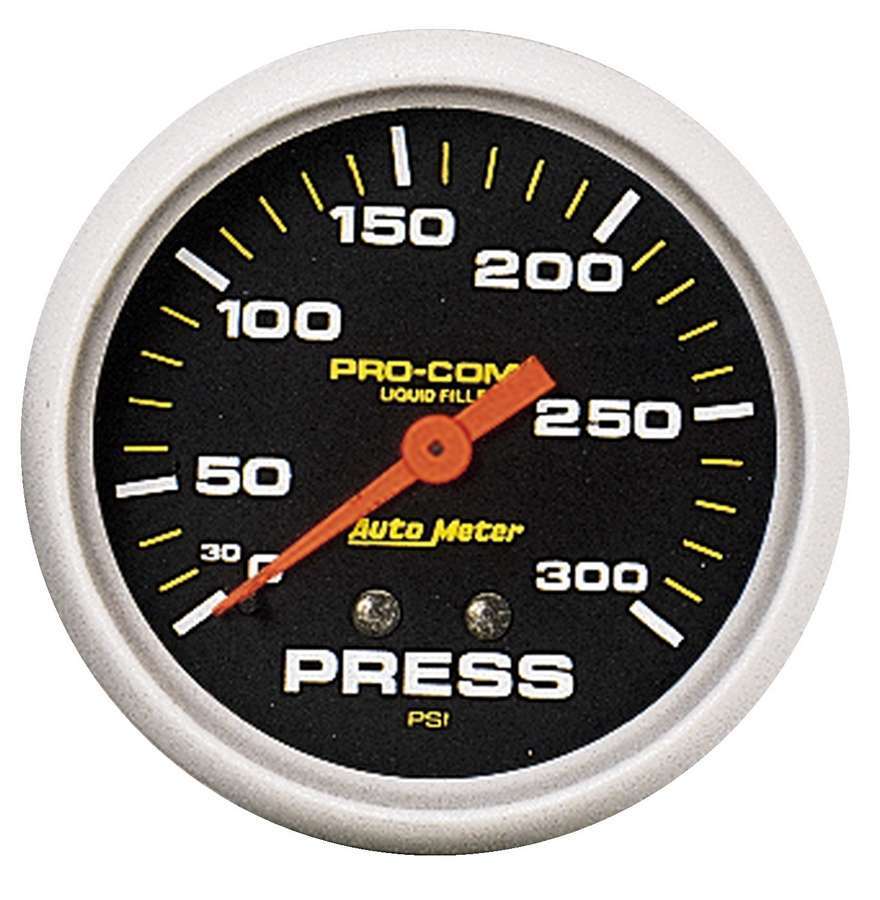 Autometer 5423 Pro-Comp 300 PSI Mechanical Liquid Filled Pressure Gauge with 2-5/8 Inch Diameter Black Face