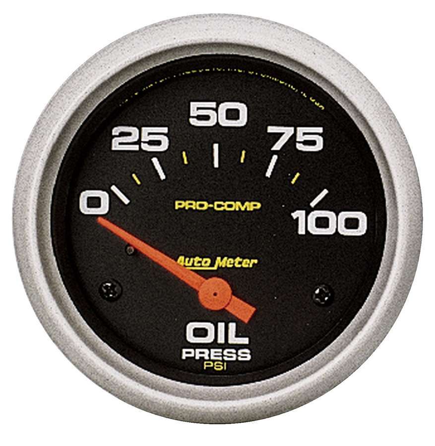 Autometer Pro-Comp 5427 Oil Pressure Gauge 0-100 psi Electric Analog with Short Sweep 2-5/8 Inch Black Face