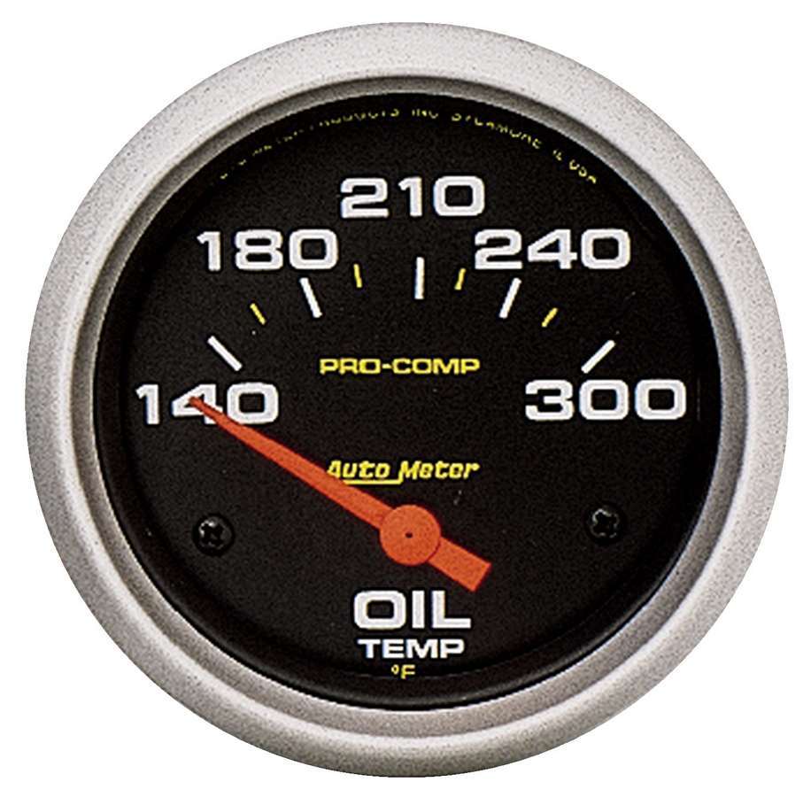 Autometer Pro-Comp Oil Temperature Gauge 2-5/8 Inch Electric Analog 140-300°F Black Face