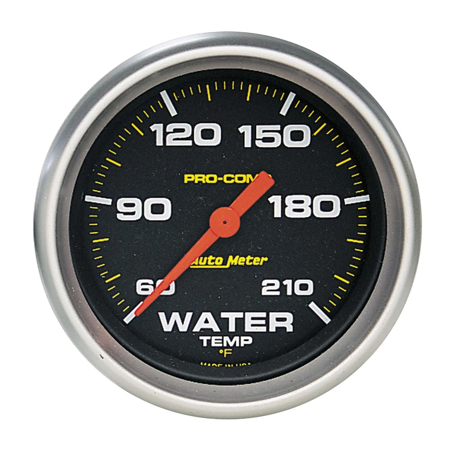 Autometer Pro-Comp 5469 Water Temperature Gauge, 2-5/8 Inch, 60-210°F, Analog Full Sweep, Black Face