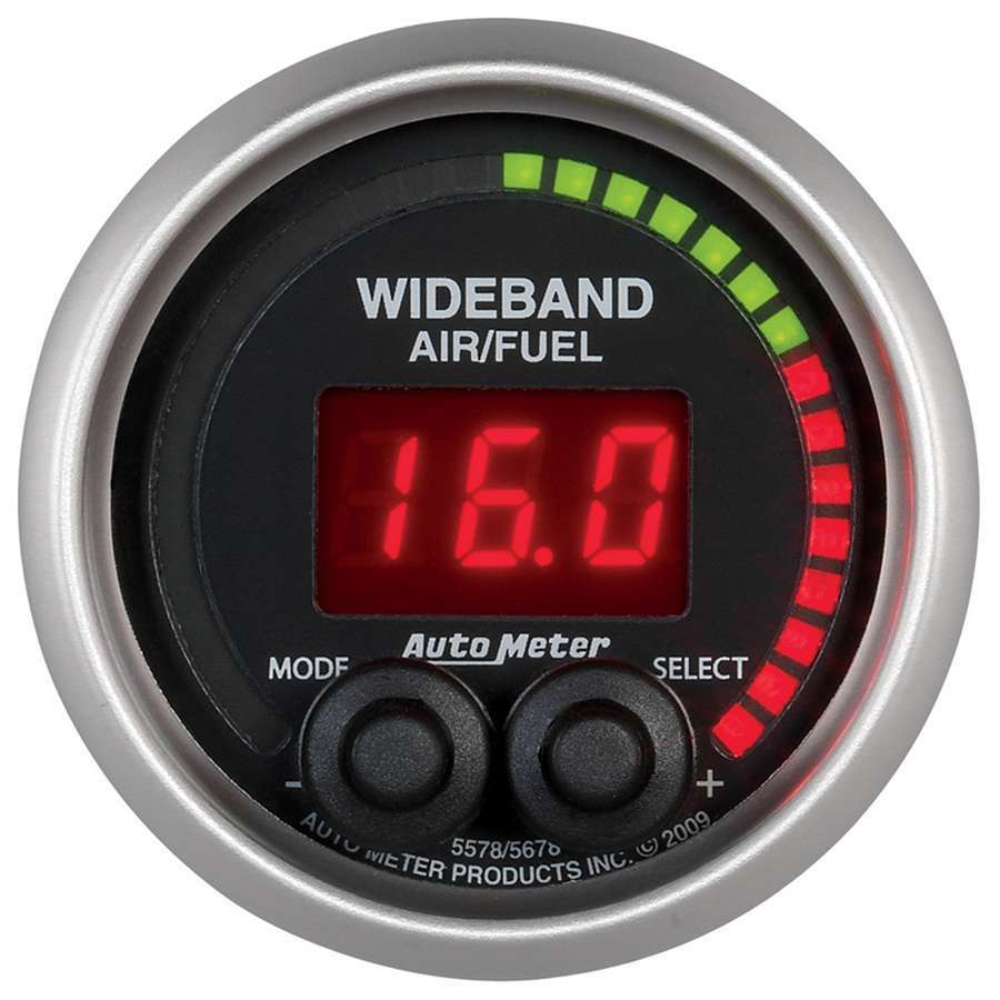 Autometer 5678 Elite Series Wideband Air-Fuel Ratio Gauge, 6:1-20:1 AFR, Digital, Electric, 2-1/16 Inch Diameter, Black Face