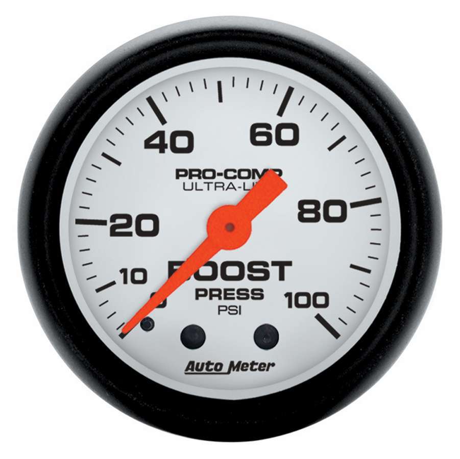 Autometer 5706 Phantom Boost Gauge, 0-100 psi, Mechanical, Analog, 2-1/16 Inch White Face