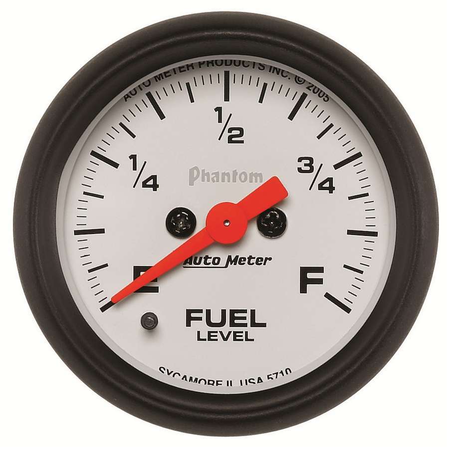 Autometer 5710 Fuel Level Gauge, 0-280 Ohm, Analog Full Sweep, 2-1/16 Inch White Face