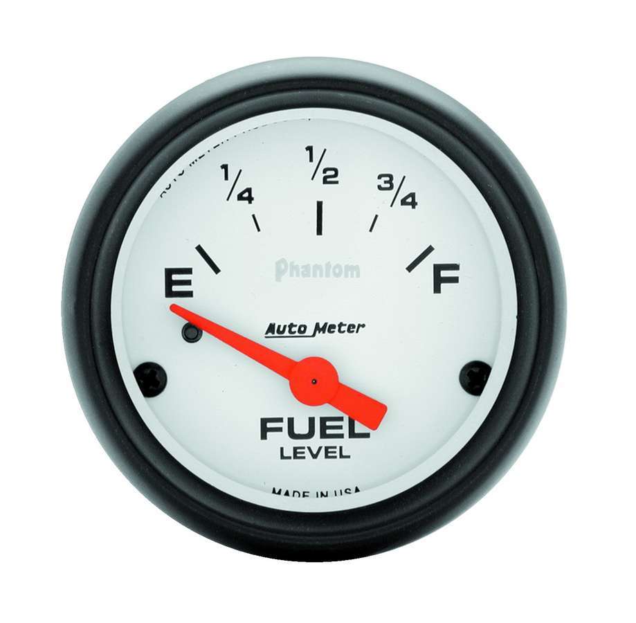 Autometer Phantom 2 1/16 Inch Fuel Level Gauge 0-90 Ohm Electric Analog with Short Sweep, White Face