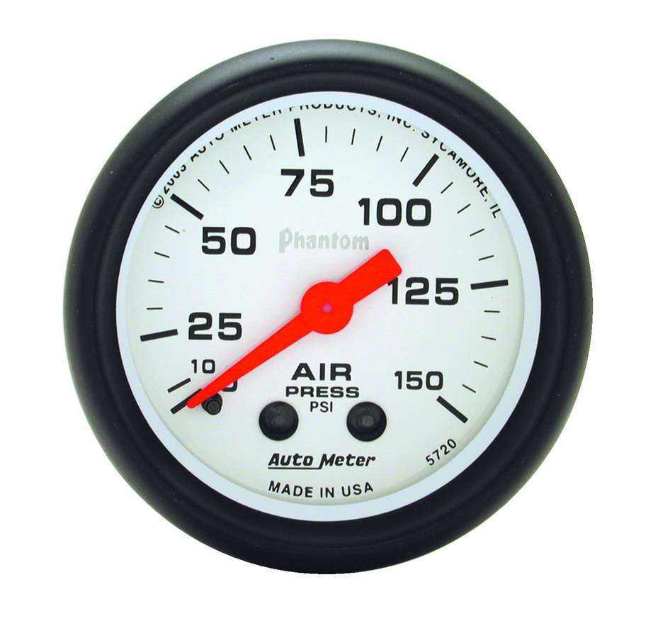 Autometer 5720 Phantom 2-1/16 Inch Mechanical Air Pressure Gauge 0-150 psi