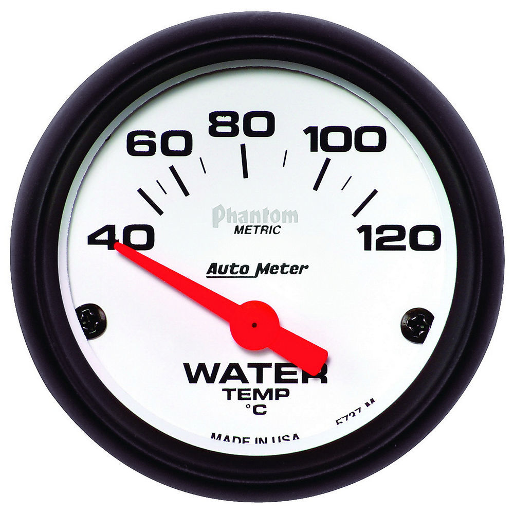 Autometer 5737-M Phantom Water Temperature Gauge 40-120°F Electric Analog with Short Sweep and White Face