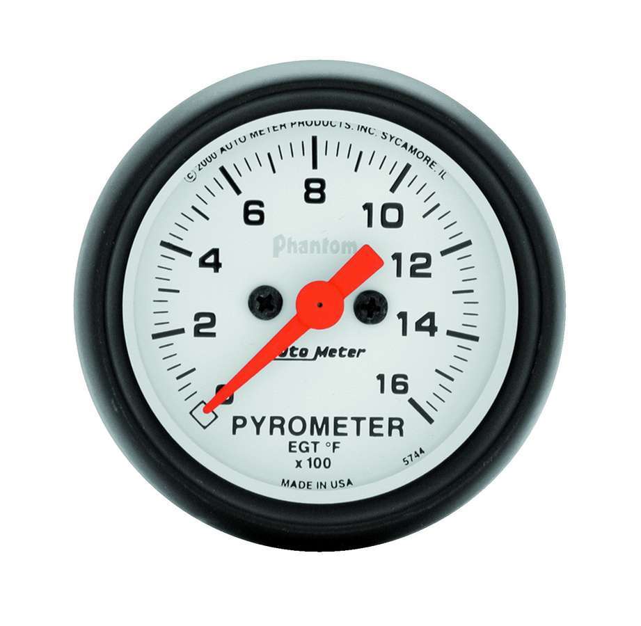Autometer 5744 Phantom 2-1/16 Inch Electric EGT Pyrometer Kit 0-1600°F