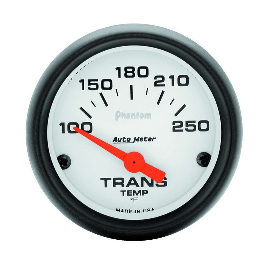 Autometer Phantom 2 1/16 Inch Transmission Temperature Gauge 100-250°F Electric Analog Short Sweep White Face