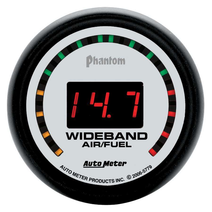 Autometer 5779 Phantom Wideband Air-Fuel Ratio Gauge, 2-1/16 Inch, Digital, White Face