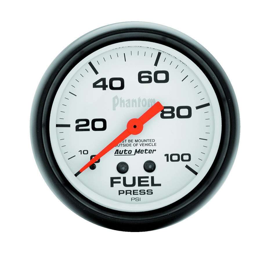Autometer 5812 Phantom Fuel Pressure Gauge 0-100 psi Mechanical Analog with White Face, 2-5/8 Inch Diameter
