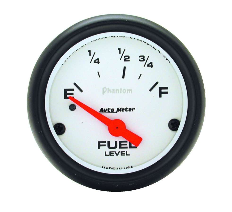 Autometer 5814 Phantom Fuel Level Gauge, 0-90 Ohm Electric Analog, 2-5/8 Inch White Face