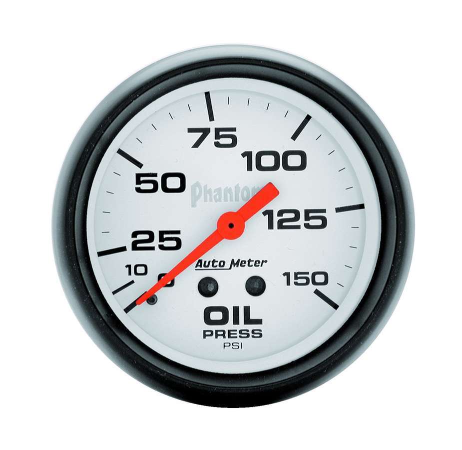 Autometer 5823 Phantom Oil Pressure Gauge 0-150 psi, 2-5/8 Inch Analog Mechanical Meter with White Face