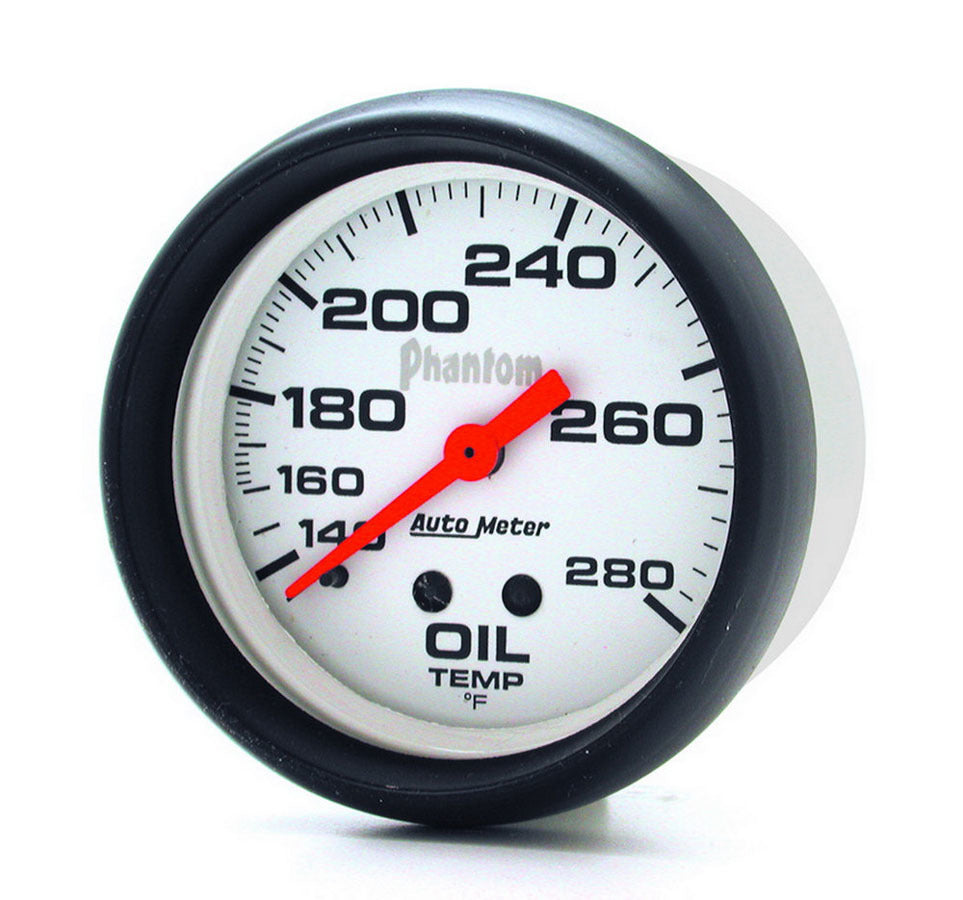 Autometer 5841 Phantom Oil Temperature Gauge 140-280°F Mechanical Analog 2-5/8 Inch White Face