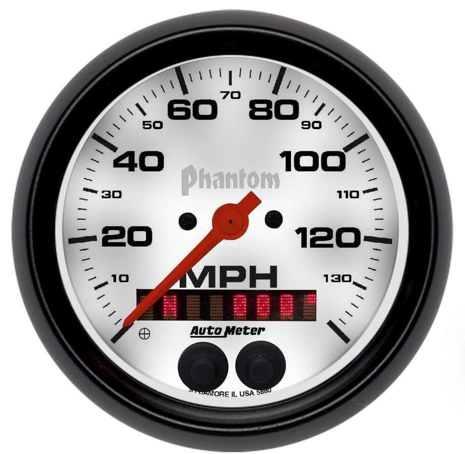 Autometer 5880 Phantom GPS Speedometer with Rally-Nav Display, 140 MPH, Analog, White Face, 3-3/8 Inch Diameter