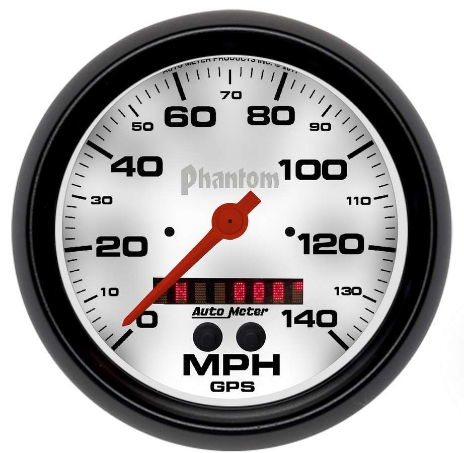 Autometer 5881 5 Inch Phantom GPS Speedometer with Rally-Nav Display, 140 MPH, White Face