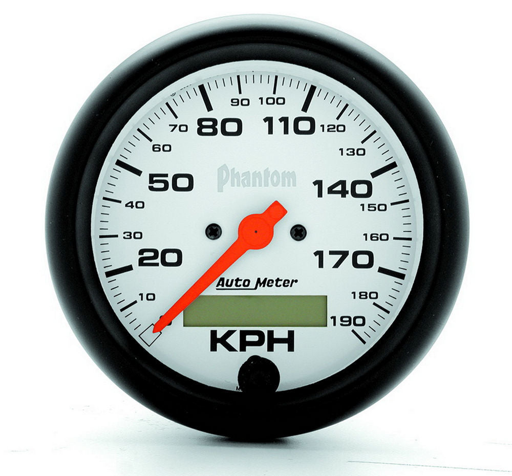 Autometer 5887-M Phantom Speedometer, 3-3/8 Inch Diameter, 190 KPH, Electric, Analog, White Face, Programmable